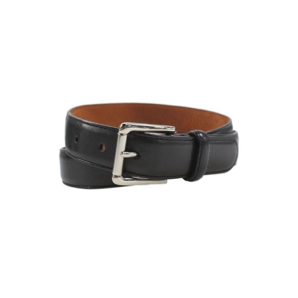 Cole Haan Mens Leather Silver Tone Buckle Belt Black Size 36